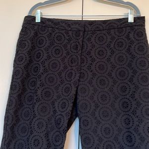 NWOT Ann Taylor Deep Navy Lined Eyelet Cropped/Ankle Pant